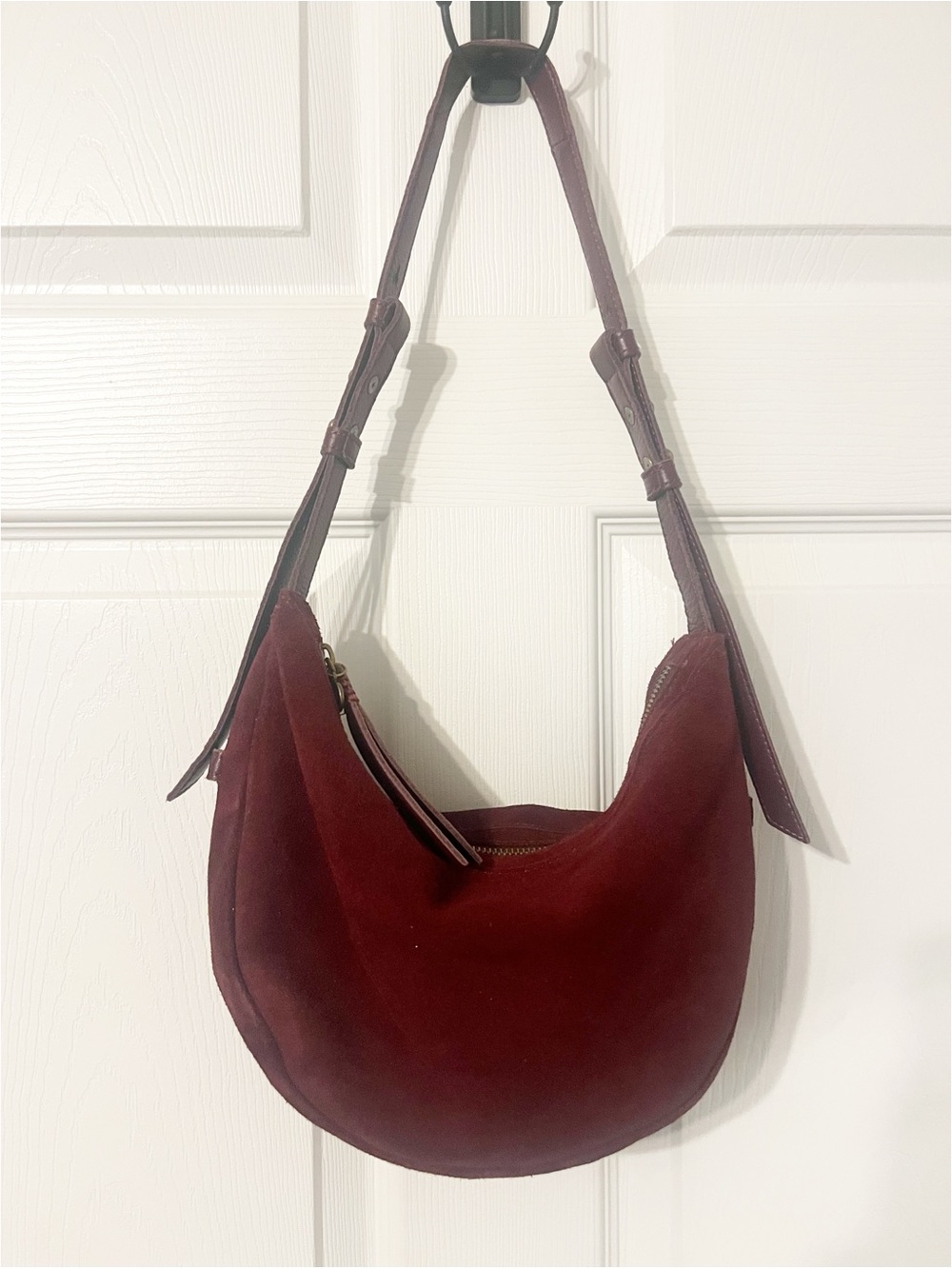 The Sak Maroon Suede Shoulder Bag in Burgundy